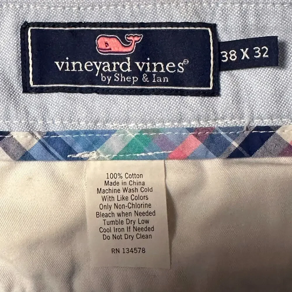 Vineyard Vines Slim Fit Breaker Pants Mens Actual Size 37x30 Blue Chino Preppy
